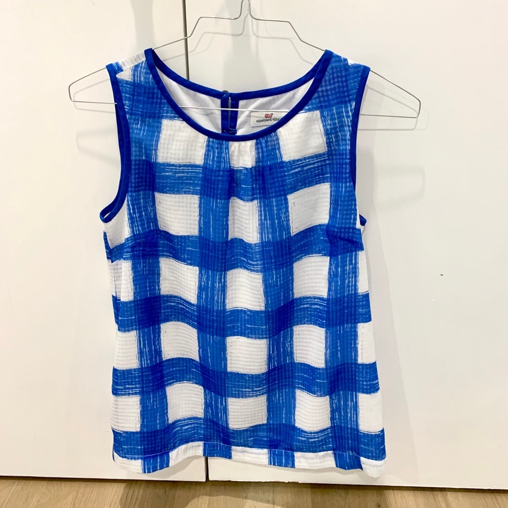 Vineyard Vines Blue Plaid Blouse Tank
